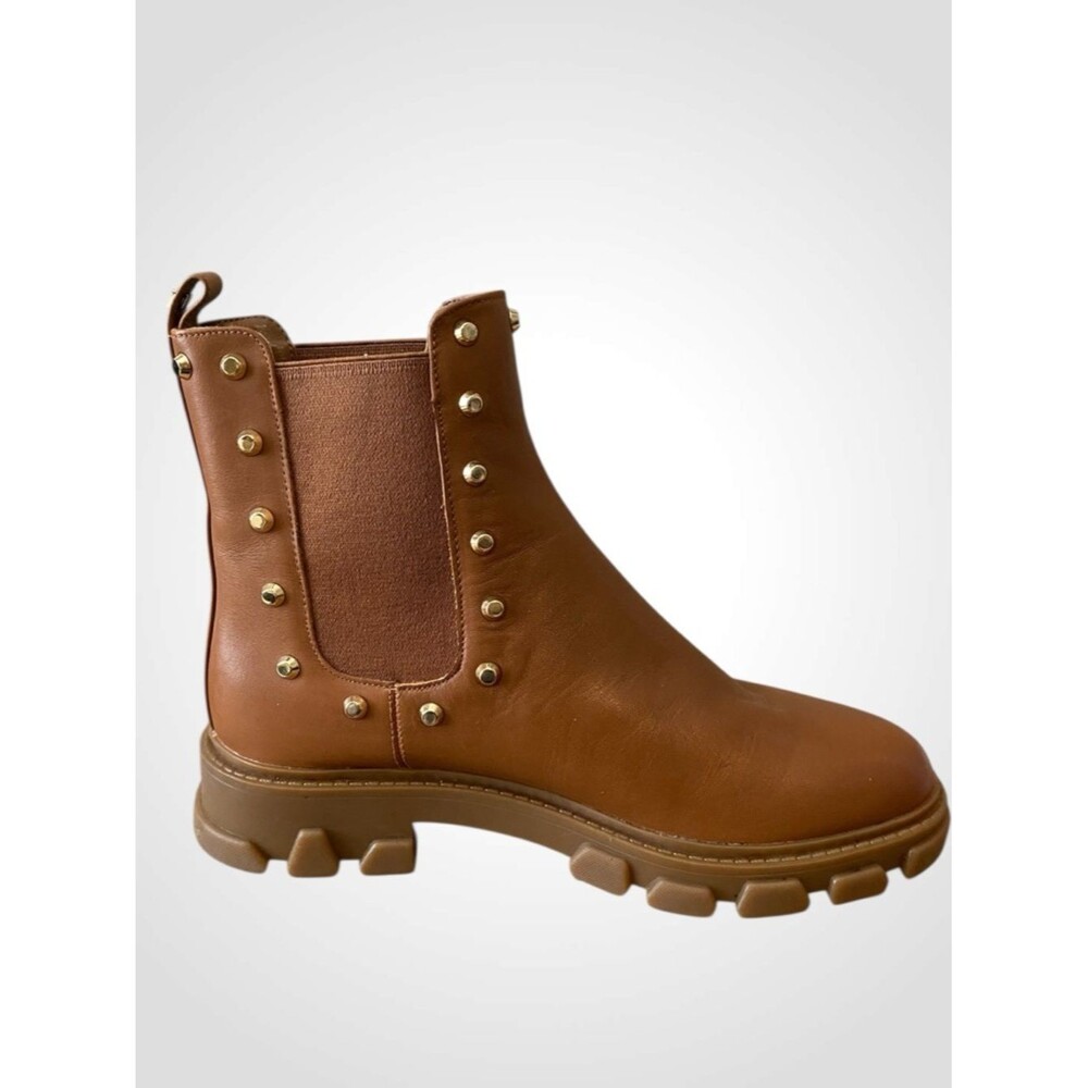 Michael Kors | MK Brown Leather Studded Ridley Chelsea Boot Lug Sole NWOB 6.5 - Picture 11 of 11